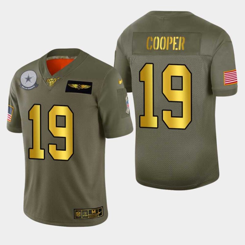 Nike Cowboys 19 Amari Cooper 2019 Olive Gold Salute To Service 100th Season Limited Jersey Dyin