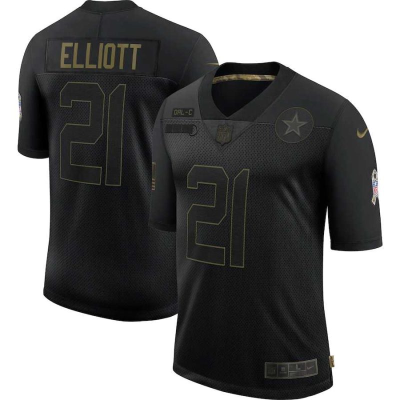 Nike Cowboys 21 Ezekiel Elliott Black 2020 Salute To Service Limited Jersey Dyin