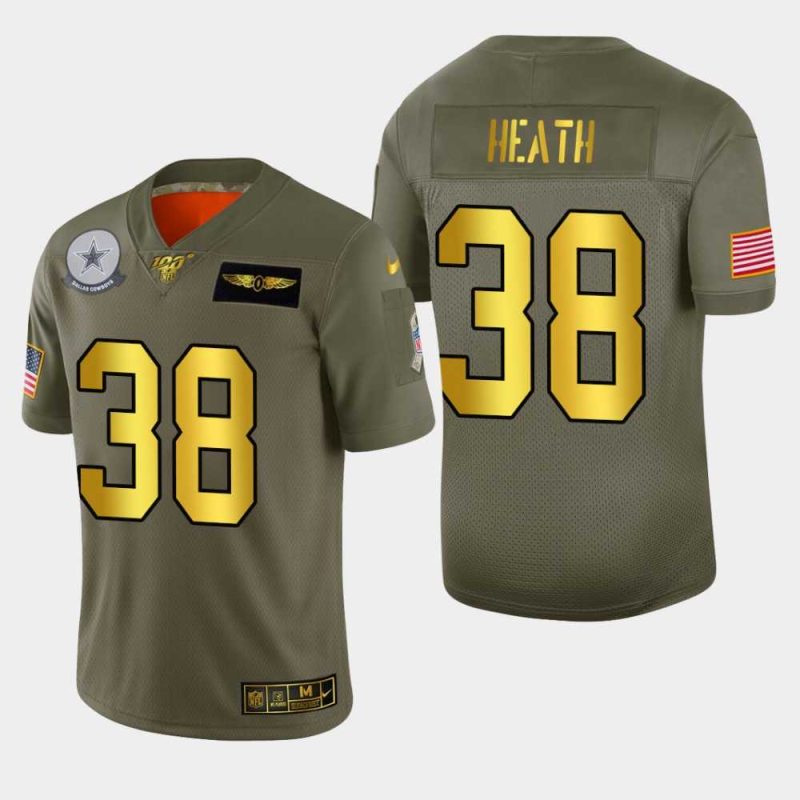 Nike Cowboys 38 Jeff Heath 2019 Olive Gold Salute To Service 100th Season Limited Jersey Dyin