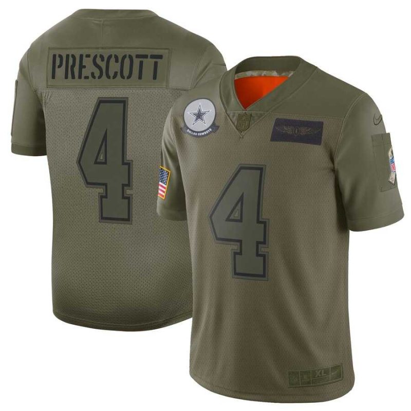 Nike Cowboys 4 Dak Prescott 2019 Olive Salute To Service Limited Jersey Dyin