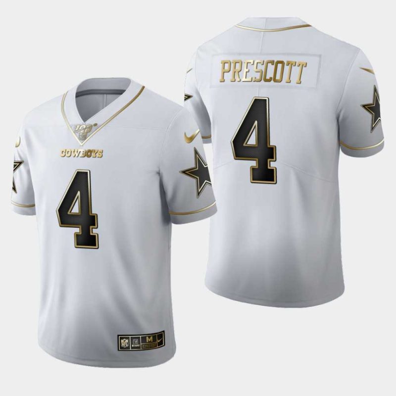 Nike Cowboys 4 Dak Prescott White 100th Season Vapor Untouchable Limited Jersey Dyin