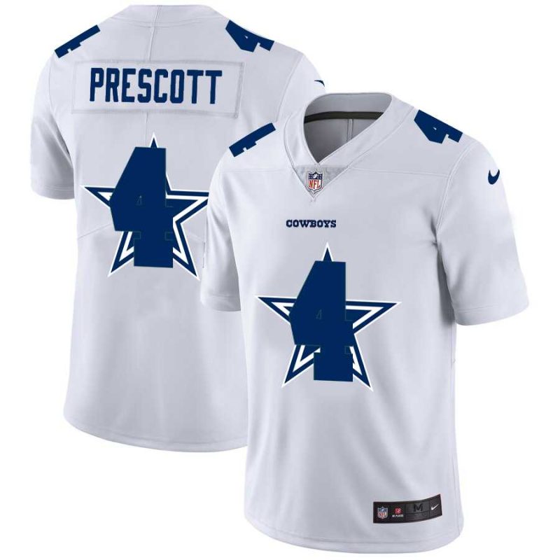 Nike Cowboys 4 Dak Prescott White Shadow Logo Limited Jersey Yhua
