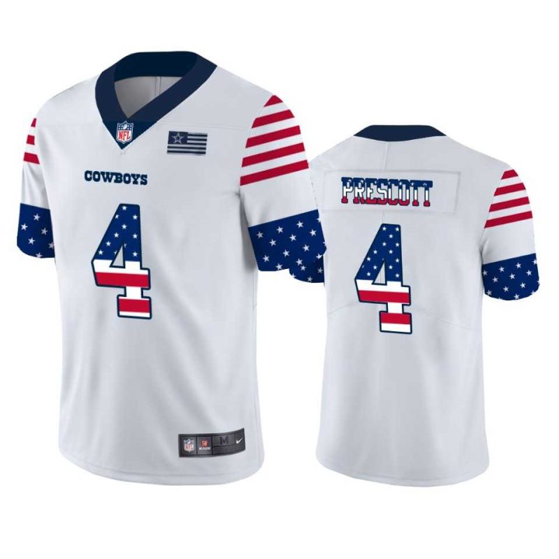 Nike Cowboys 4 Dak Prescott White USA Flag Fashion Limited Jersey Dyin