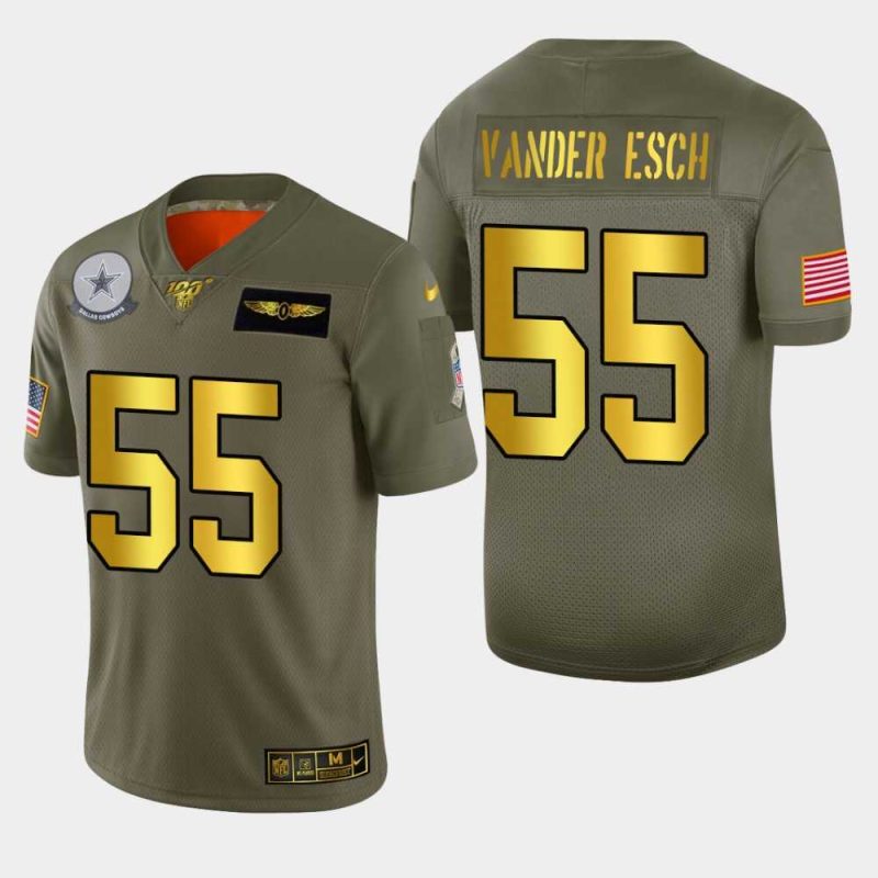 Nike Cowboys 55 Leighton Vander Esch 2019 Olive Gold Salute To Service 100th Season Limited Jersey Dyin