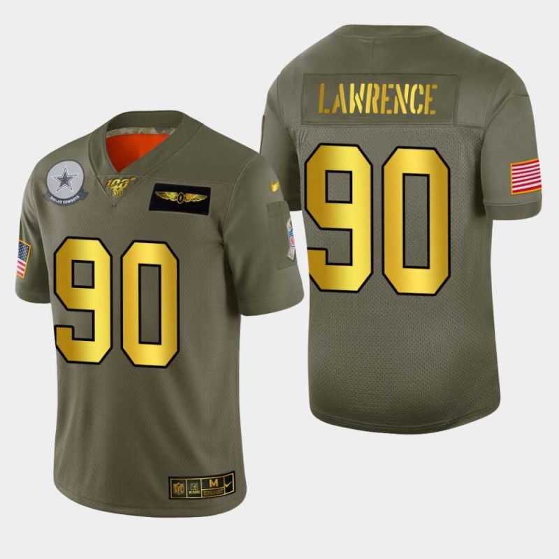 Nike Cowboys 90 Demarcus Lawrence 2019 Olive Gold Salute To Service 100th Season Limited Jersey Dyin