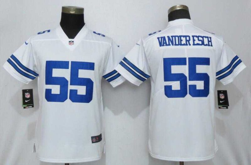 Women Nike Cowboys 55 Leighton Vander Esch White Vapor Untouchable Limited Jersey